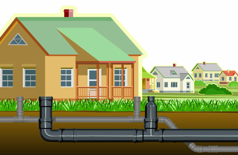 Pipes under home graphic image